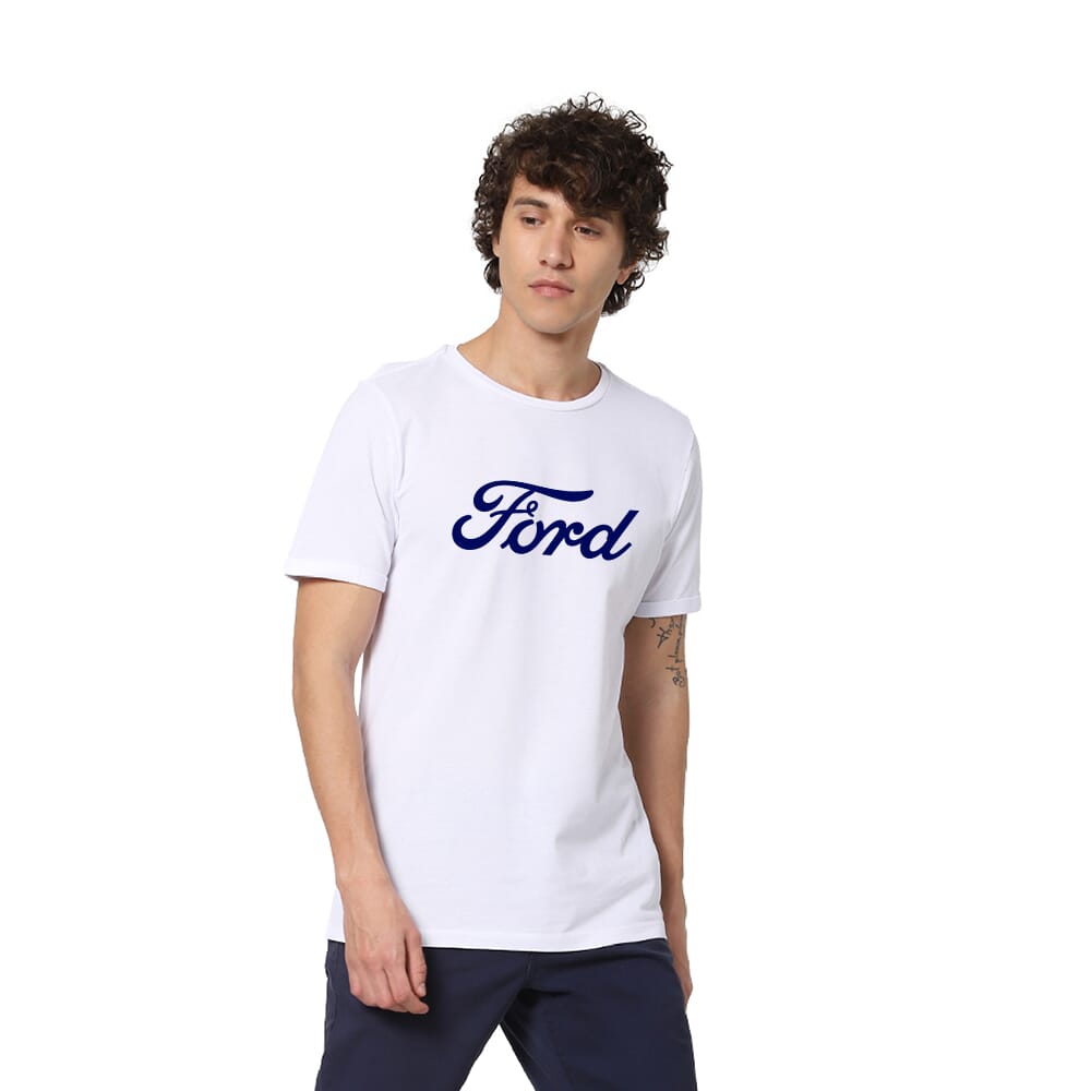Ford Pima Men's Round Neck T-shirt - White